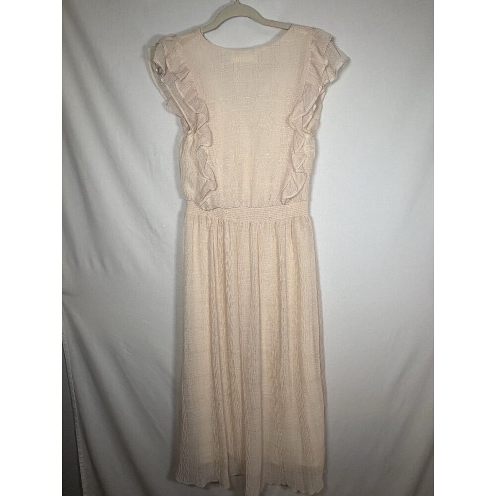 MAGNOLIA BOUTIQUE Midi Dress Ruffles‎ Ivory Cottagecore Farmhouse Size Medium - Picture 5 of 10